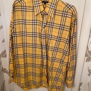 Burberry Yellow Plaid Men's Shirt
